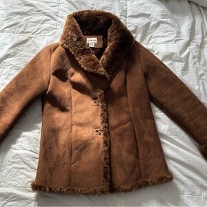 Brown Faux Fur Trimmed Jacket